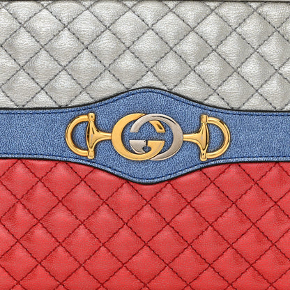 Gucci Laminated Nappa Trapuntata Small Zumi Shoulder Bag Rosso Marine Argento 8 of 10