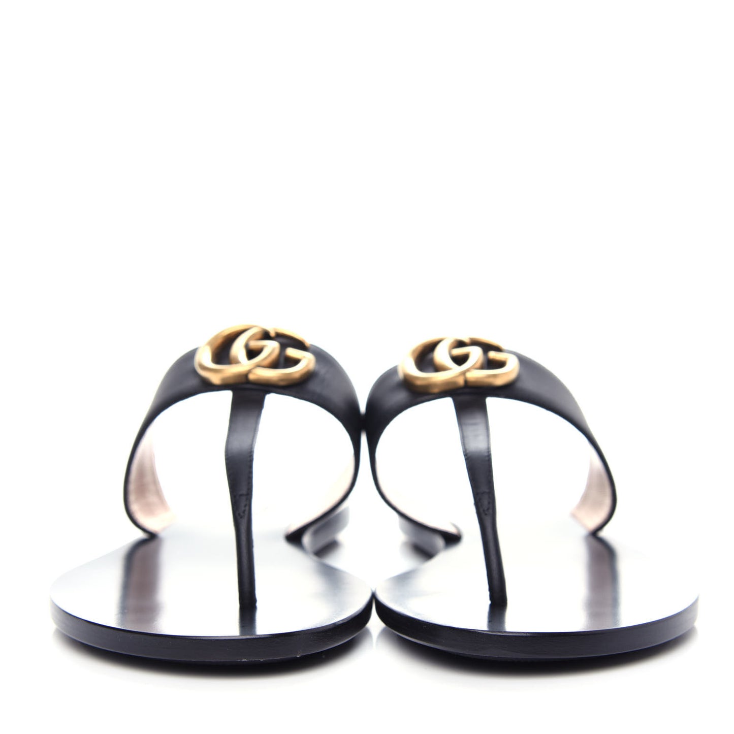 Calfskin GG Marmont Thong Sandals 36.5 Black
