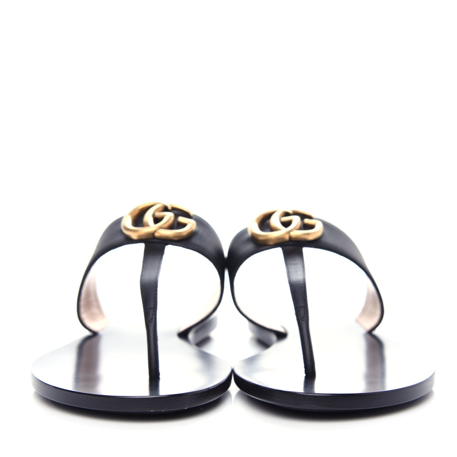 Gucci Calfskin GG Marmont Thong Sandals 36.5 Black 2 of 10