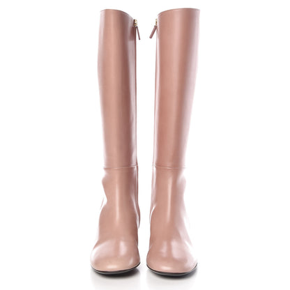 Gucci Calfskin Knee High Crystal Boots 38.5 Light Malve 2 of 14