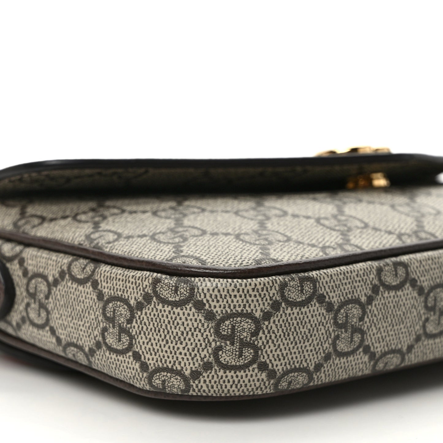 GG Supreme Monogram Textured Dollar Calfskin Web Mini Ophidia Envelope Shoulder Bag Beige Ebony