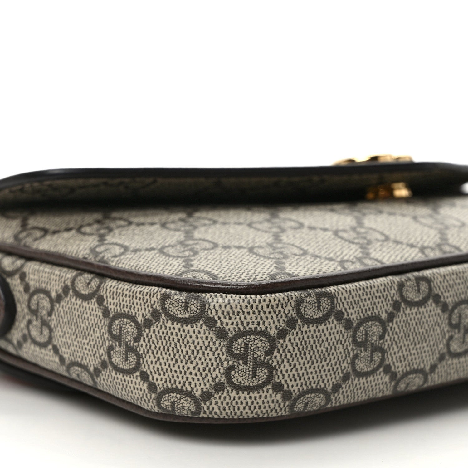 Gucci GG Supreme Monogram Textured Dollar Calfskin Web Mini Ophidia Envelope Shoulder Bag Beige Ebony 7 of 9