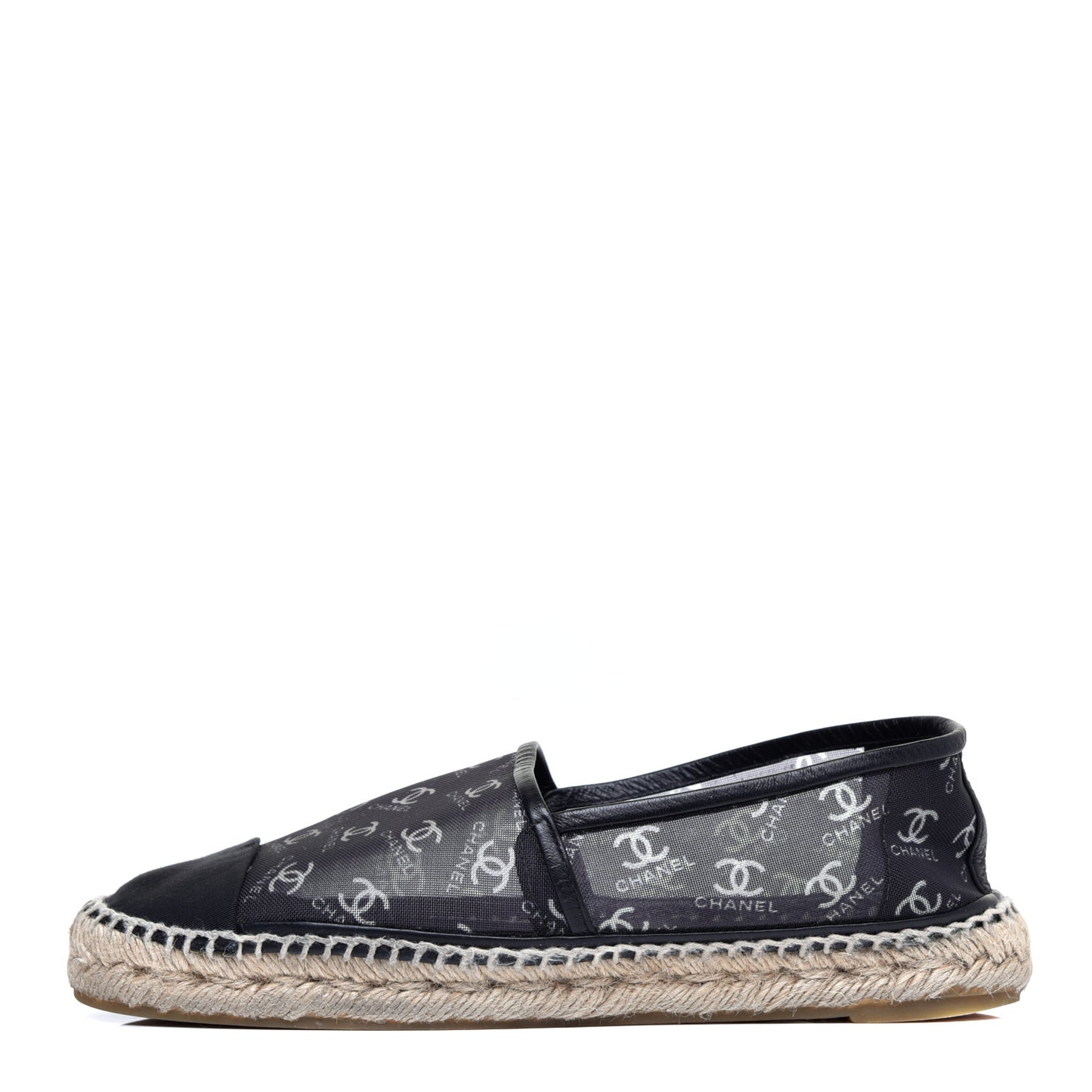 Mesh Grosgrain CC Espadrilles 39 Black White