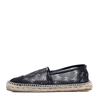 Chanel Mesh Grosgrain CC Espadrilles 39 Black White 1 of 8