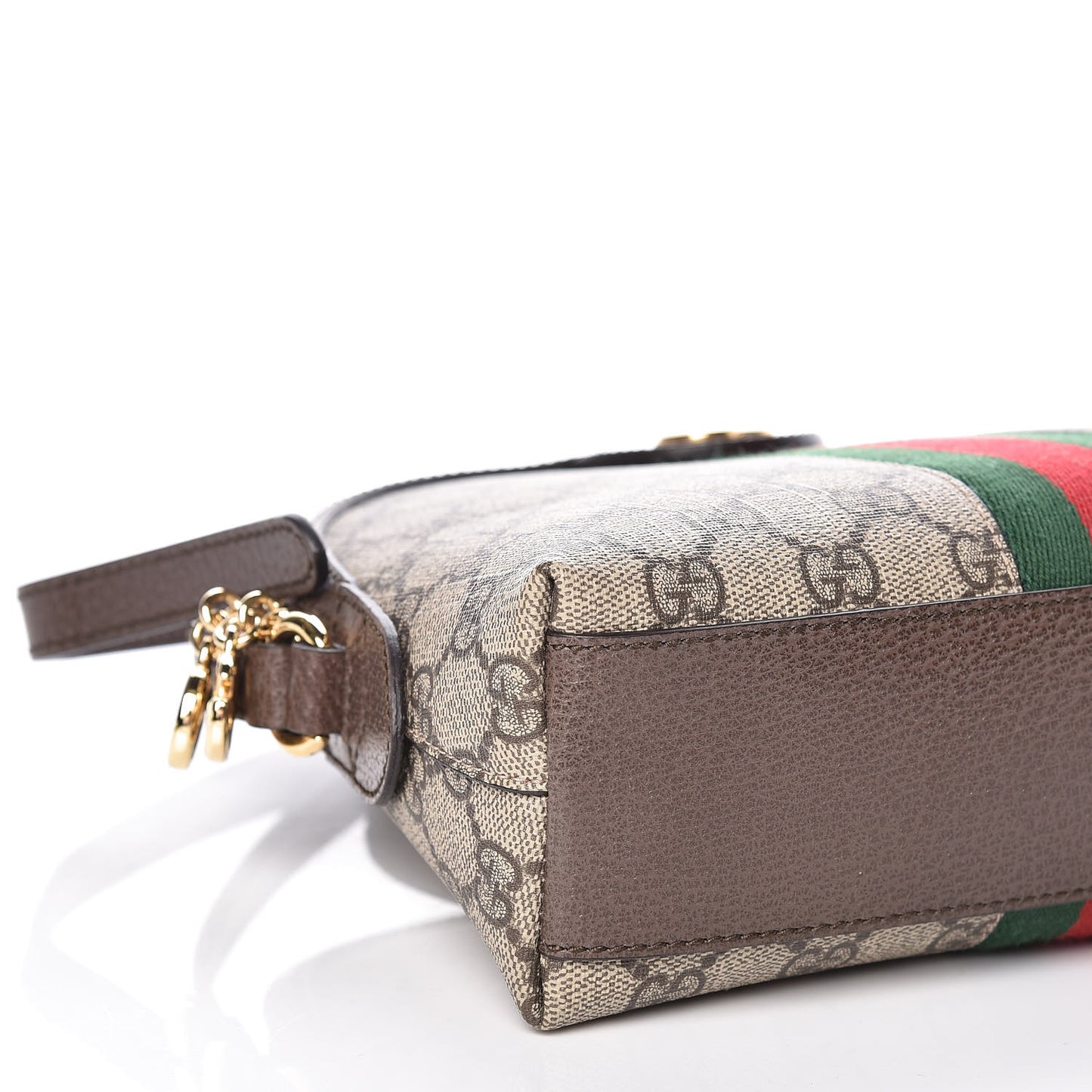 GG Supreme Monogram Textured Dollar Calfskin Web Small Ophidia Dome Shoulder Bag Beige Ebony New Acero