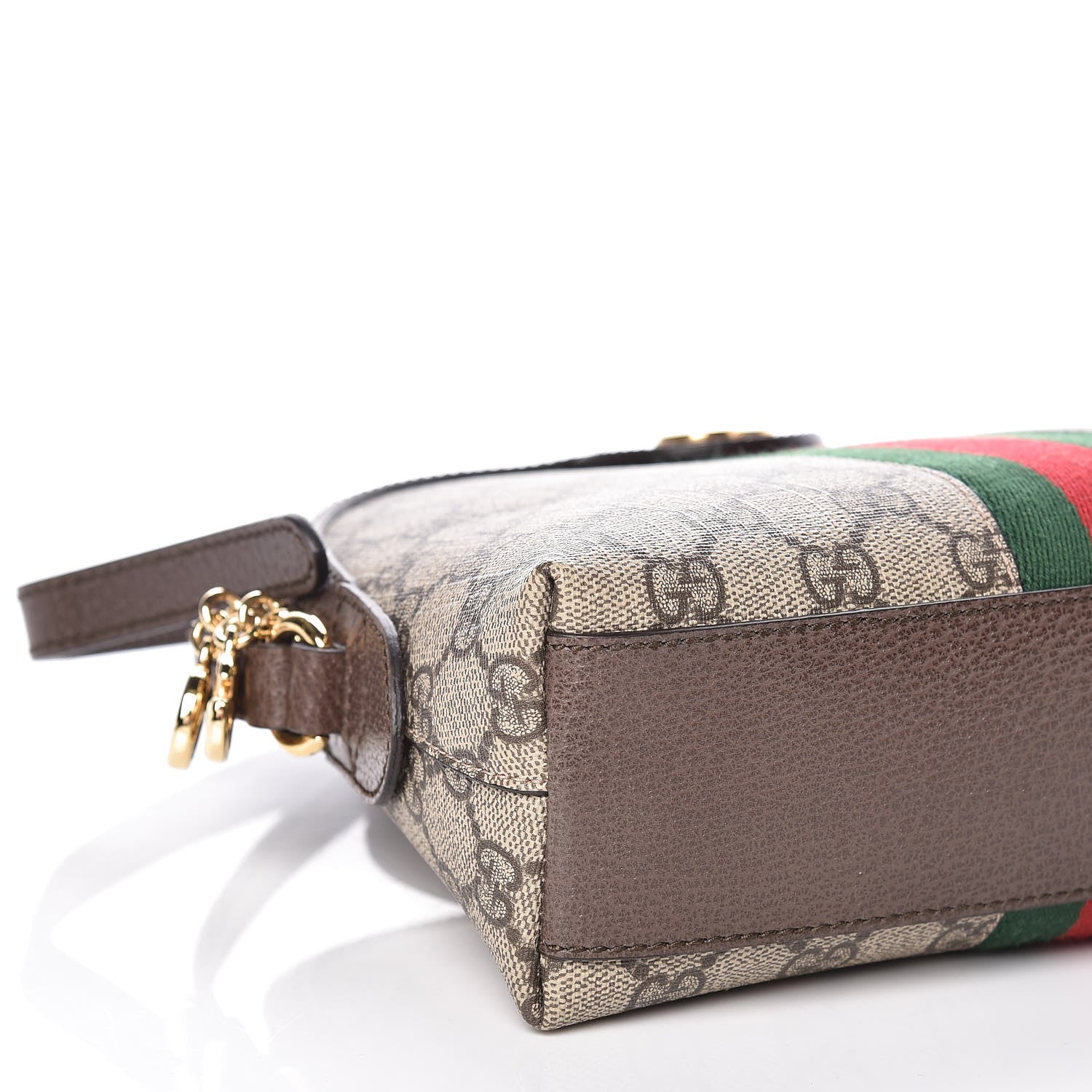 Gucci GG Supreme Monogram Textured Dollar Calfskin Web Small Ophidia Dome Shoulder Bag Beige Ebony New Acero 8 of 9