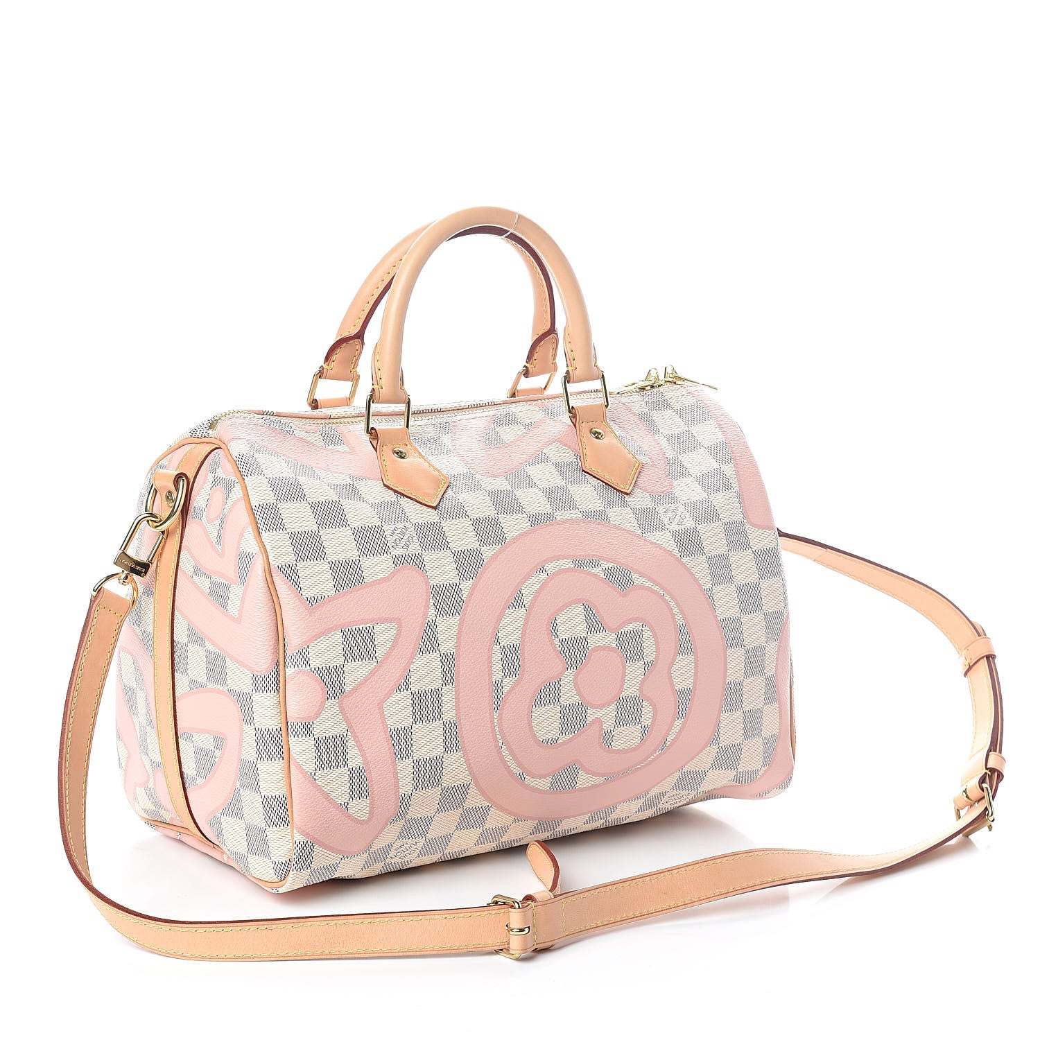 Louis Vuitton Damier Azur Tahitienne Speedy Bandouliere 30 Rose Ballerine 3 of 10