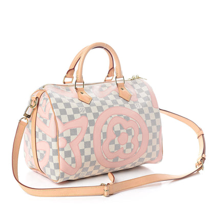 Louis Vuitton Damier Azur Tahitienne Speedy Bandouliere 30 Rose Ballerine 3 of 10