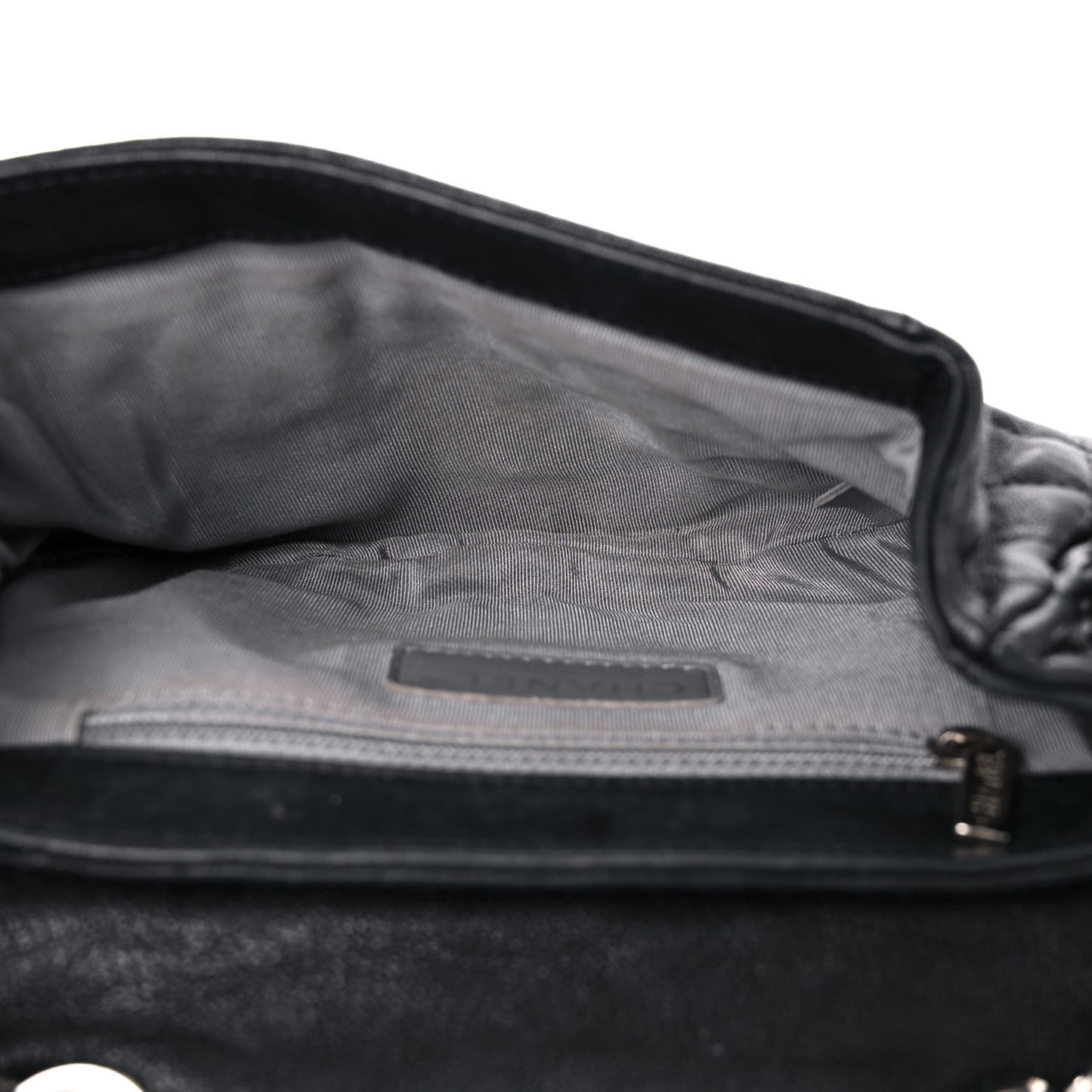 Washed Lambskin Quilted Medium Chain Around Messenger Black