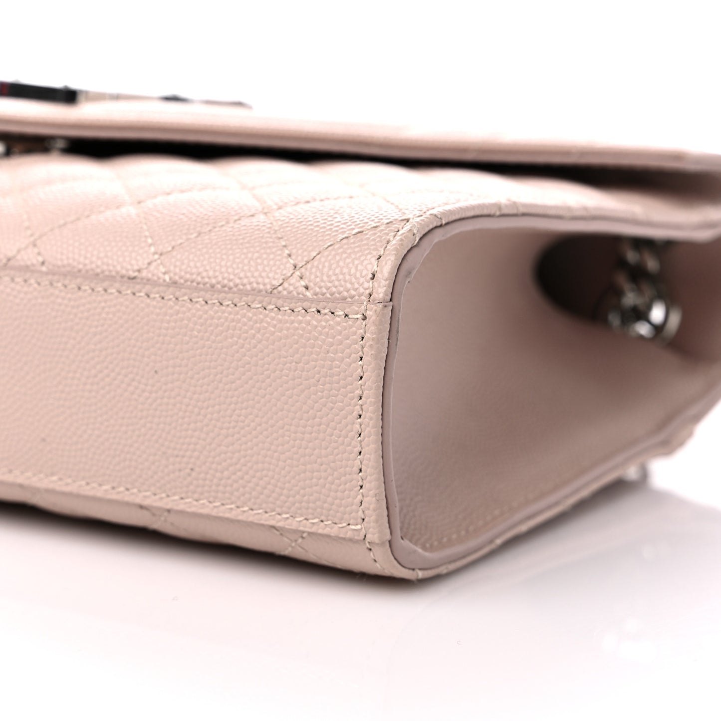 Grain De Poudre Textured Mixed Matelasse Medium Triquilt Monogram Satchel Marble Pink
