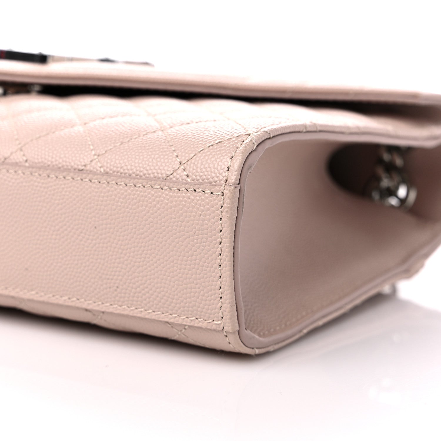 Saint Laurent Grain De Poudre Textured Mixed Matelasse Medium Triquilt Monogram Satchel Marble Pink 9 of 10