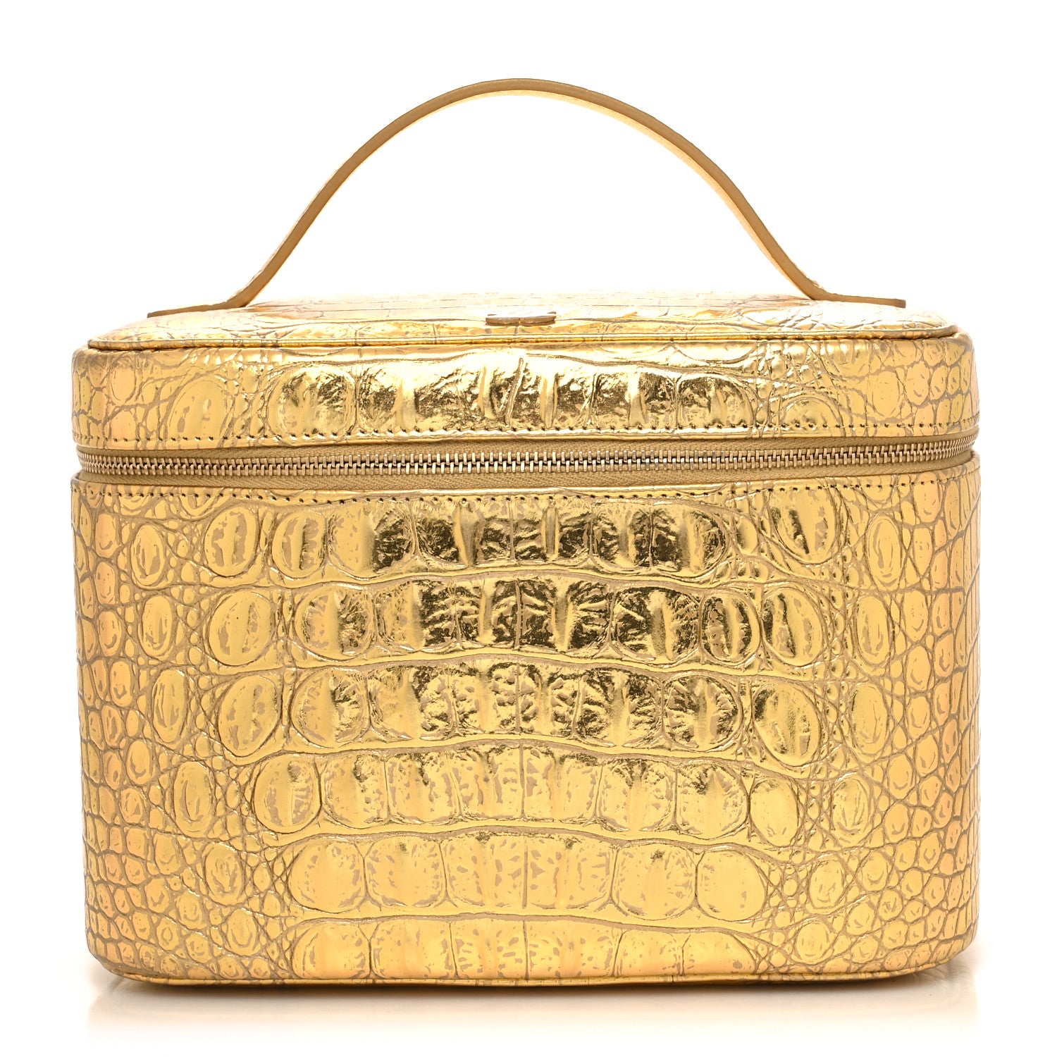 Chanel Metallic Calfskin Crocodile Embossed Cocodile Top Handle Vanity Gold 1 of 12