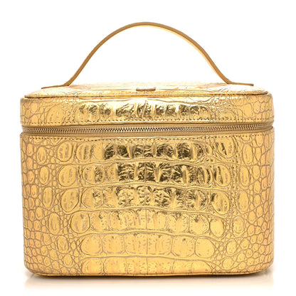 Chanel Metallic Calfskin Crocodile Embossed Cocodile Top Handle Vanity Gold 1 of 12