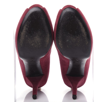 Louis Vuitton Suede Oh Really Peep Toe Pumps 38.5 Grenat 6 of 10