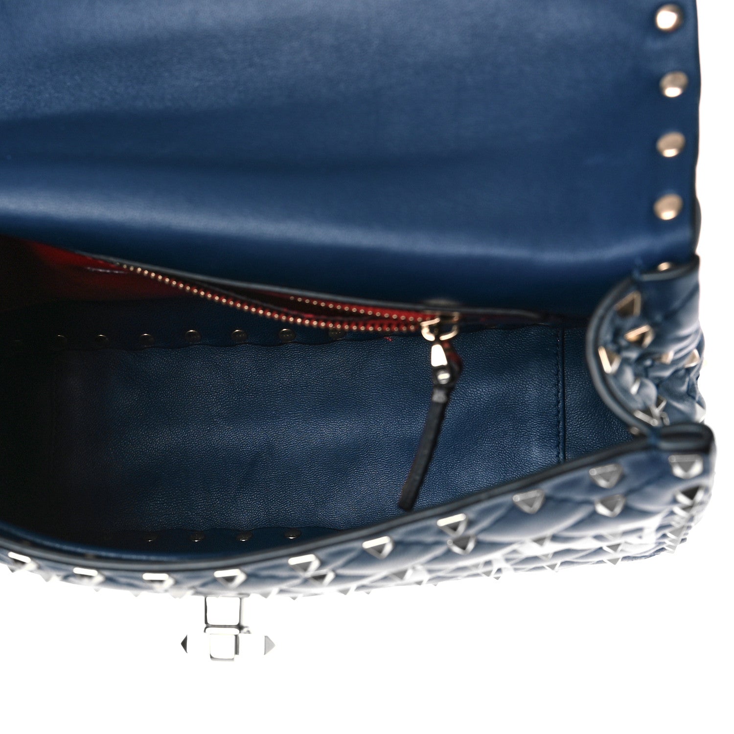 Valentino Garavani Nappa VLTN Print Medium Rockstud Spike Shoulder Bag Pure Blue White 5 of 11