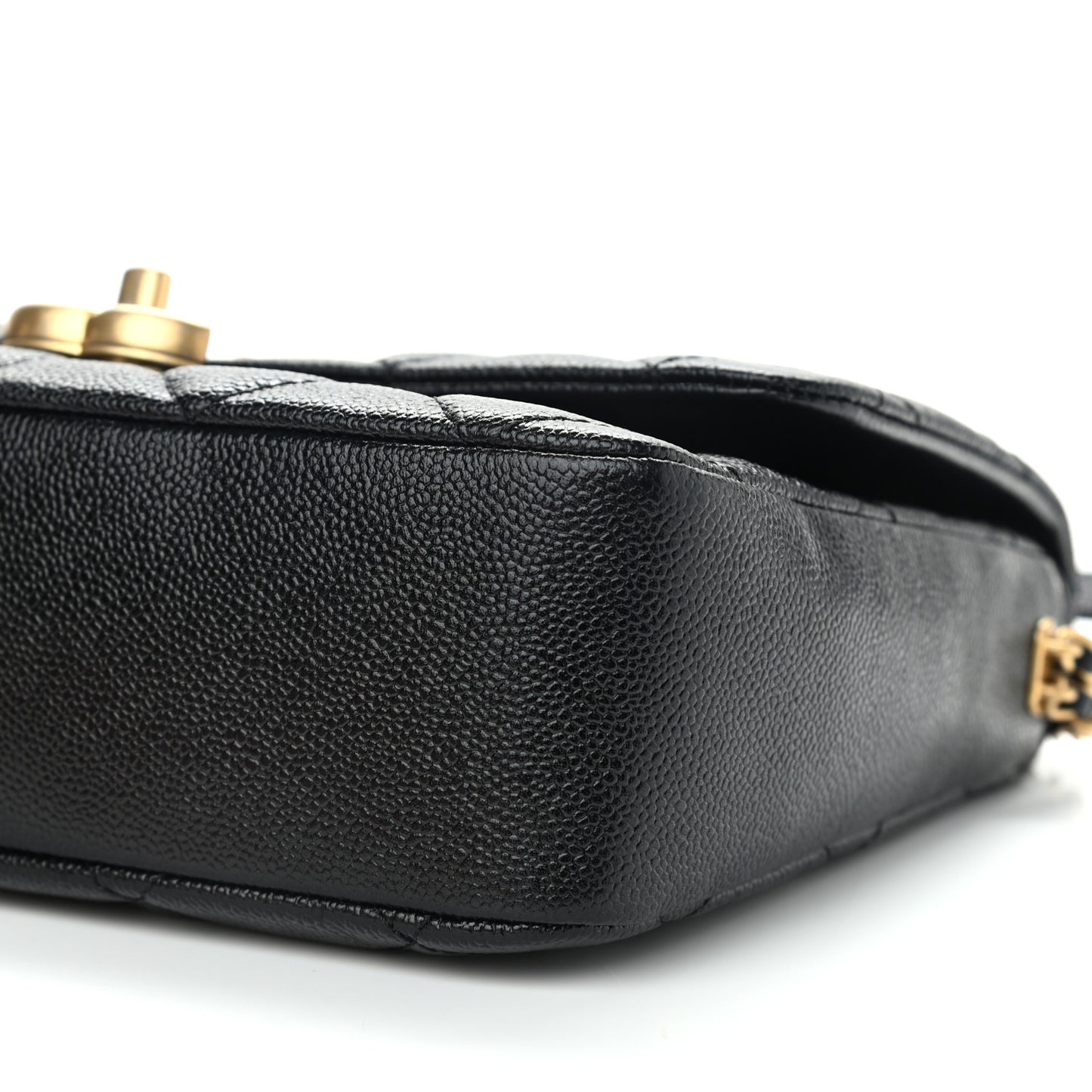 Shiny Caviar Quilted Large Chain Melody Flap Black