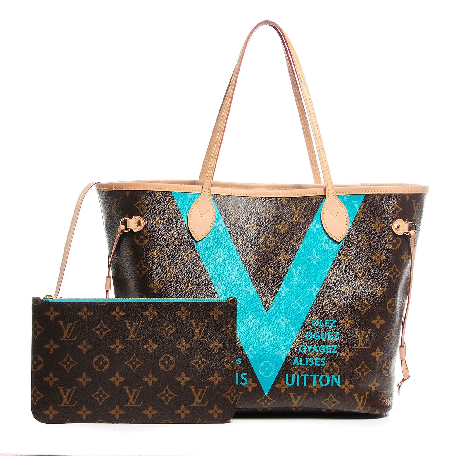 Louis Vuitton Monogram V Neverfull MM Turquoise 1 of 7