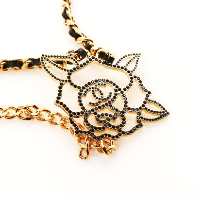 Chanel Crystal Lambskin CC Camellia Belt Black Gold 5 of 5
