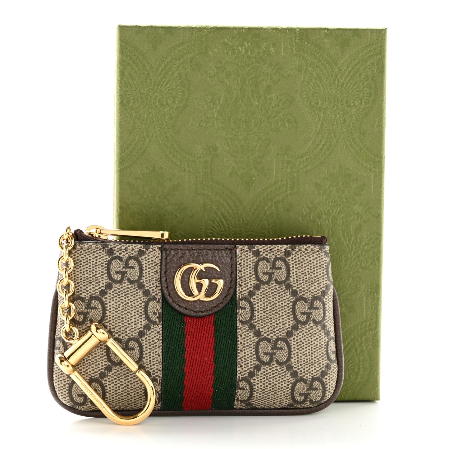 GG Supreme Monogram Web Ophidia Key Case Beige New Acero