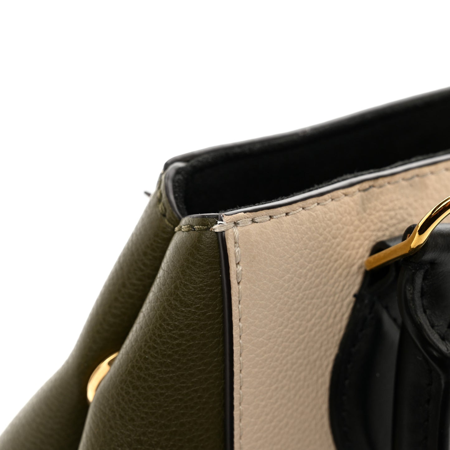 Calfskin Monogram Fold Tote PM Cream Khaki Black