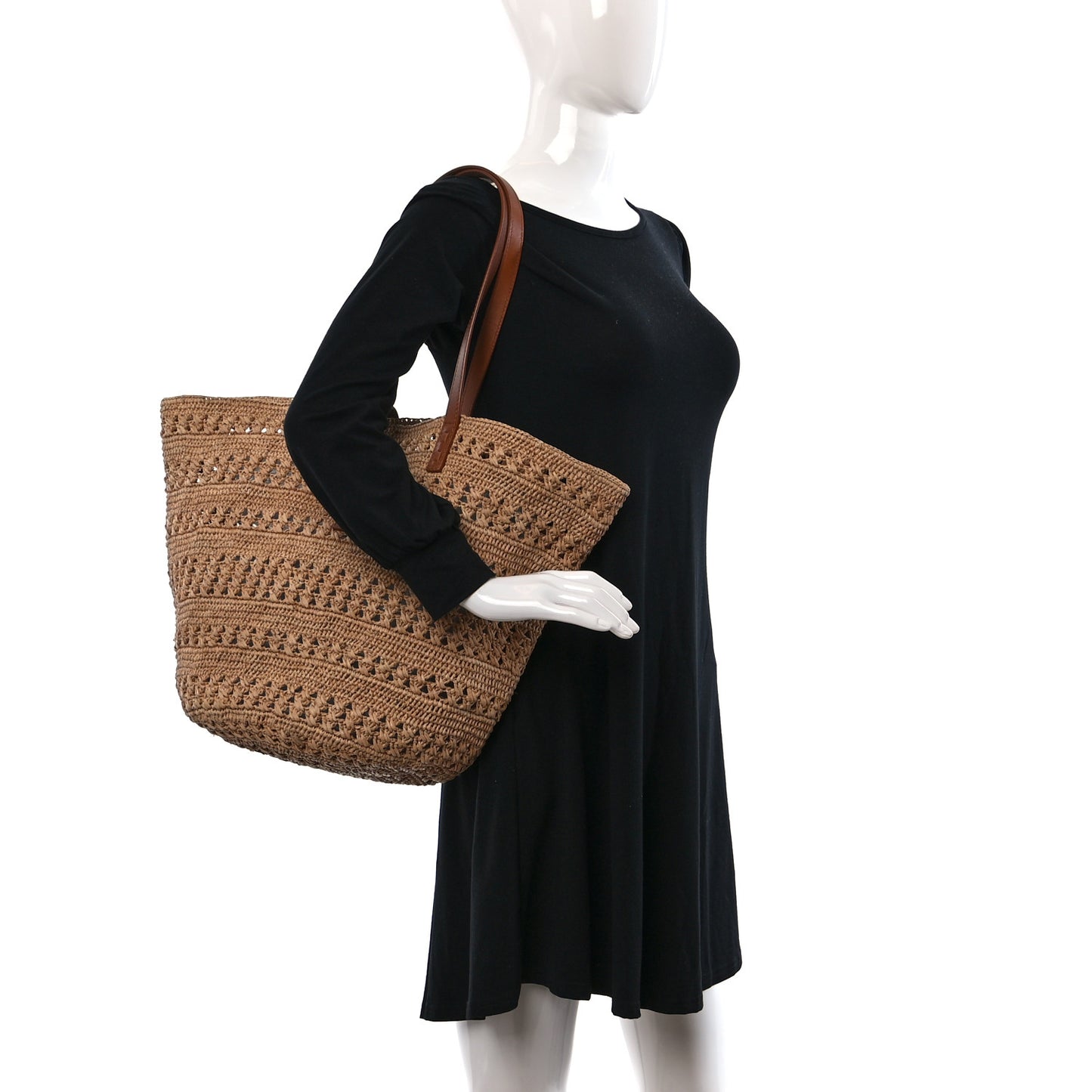 Raffia Calfskin Medium Panier Tote Naturel