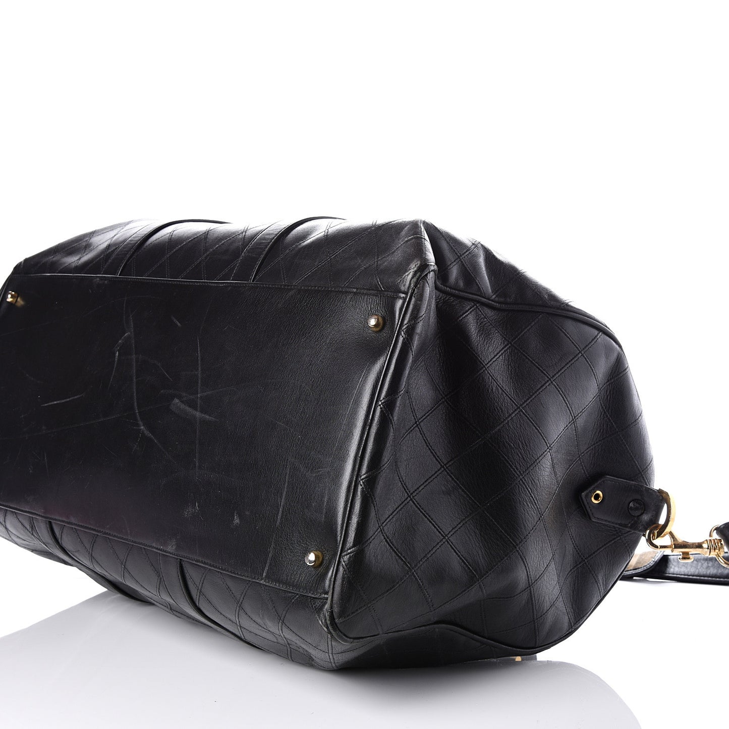 Calfskin Stitched Duffel Bag Black