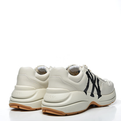 Gucci X MLB Calfskin NY Yankees Mens Rhyton Sneakers 8 Mystic White 4 of 12