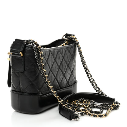 Chanel Aged Calfskin Quilted Small Gabrielle Hobo Black 3 of 11