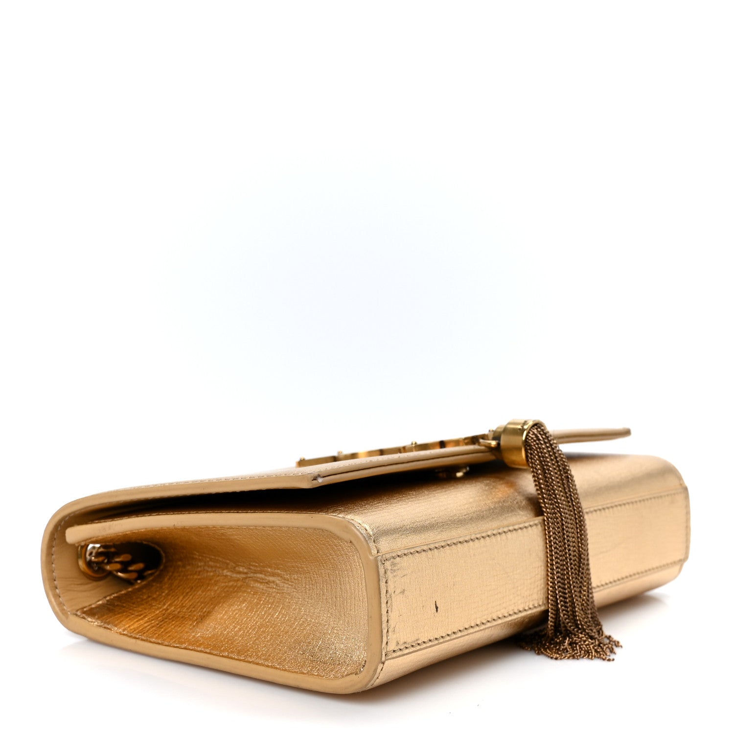 Saint Laurent Metallic Calfskin Small Classic Monogram Kate Tassel