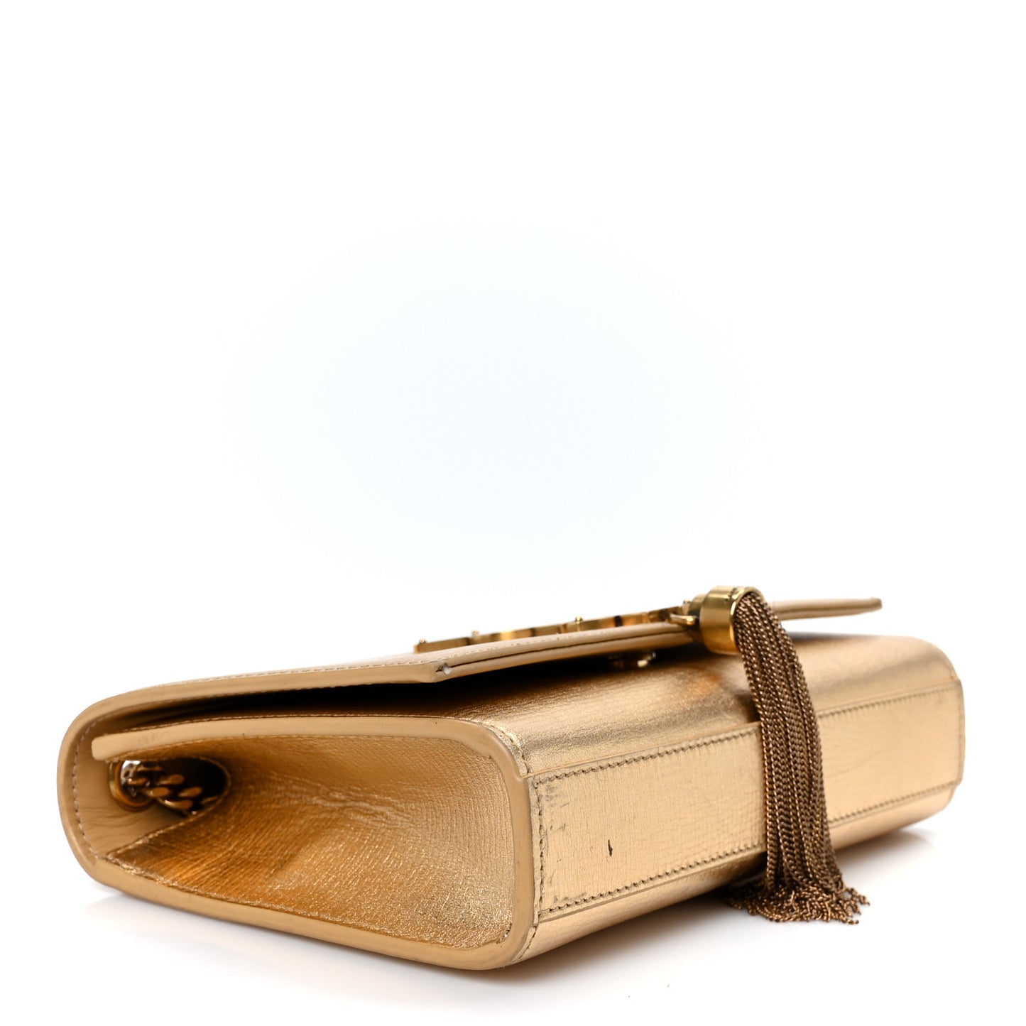 Metallic Calfskin Small Classic Monogram Kate Tassel Satchel Gold