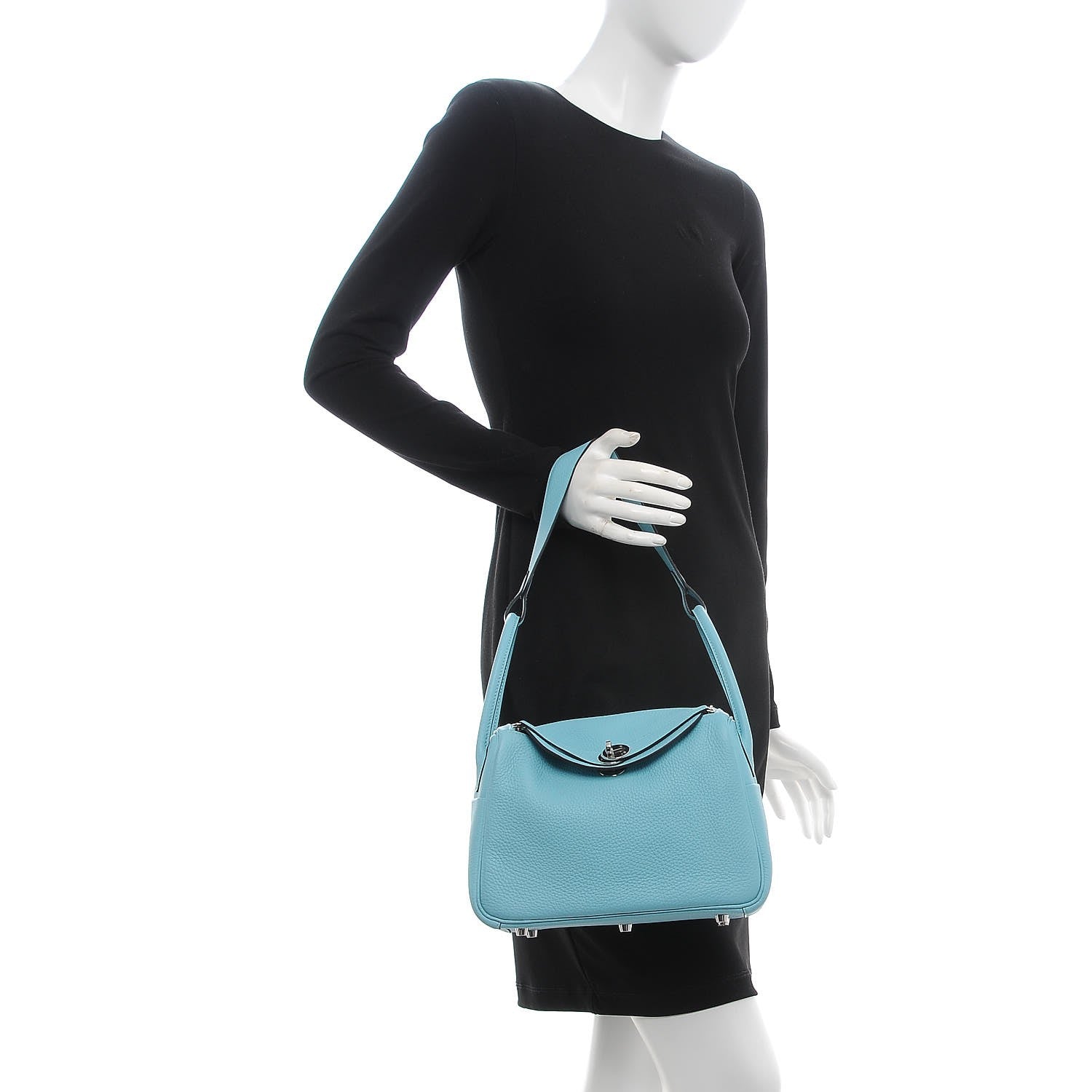 Hermes Taurillon Clemence Lindy 26 Bleu Atoll 2 of 7