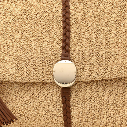 Chloe Raffia Calfskin Medium Penelope Shoulder Bag Tan 9 of 11