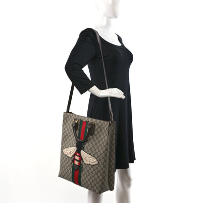 Gucci GG Supreme Monogram Web Animalier Bee Vertical Tote Brown 2 of 9