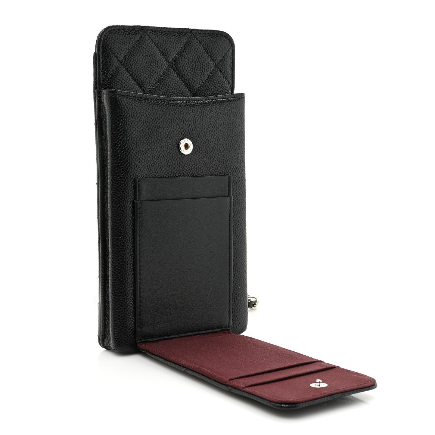 Caviar Quilted Zip Phone Case Black