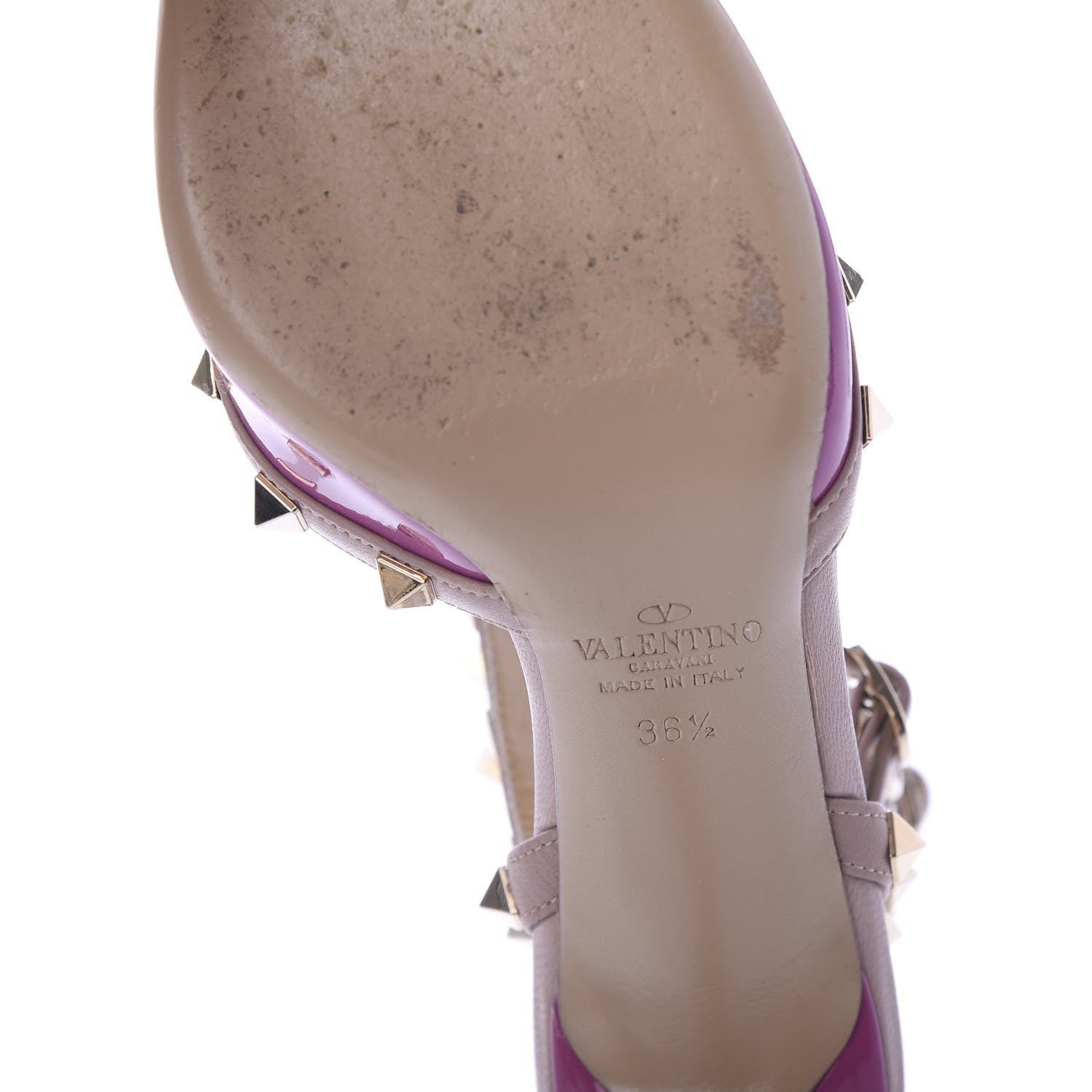 Valentino Garavani Patent Rockstud Ankle Strap Low Heel Pumps 36.5 Purple Poudre 6 of 8