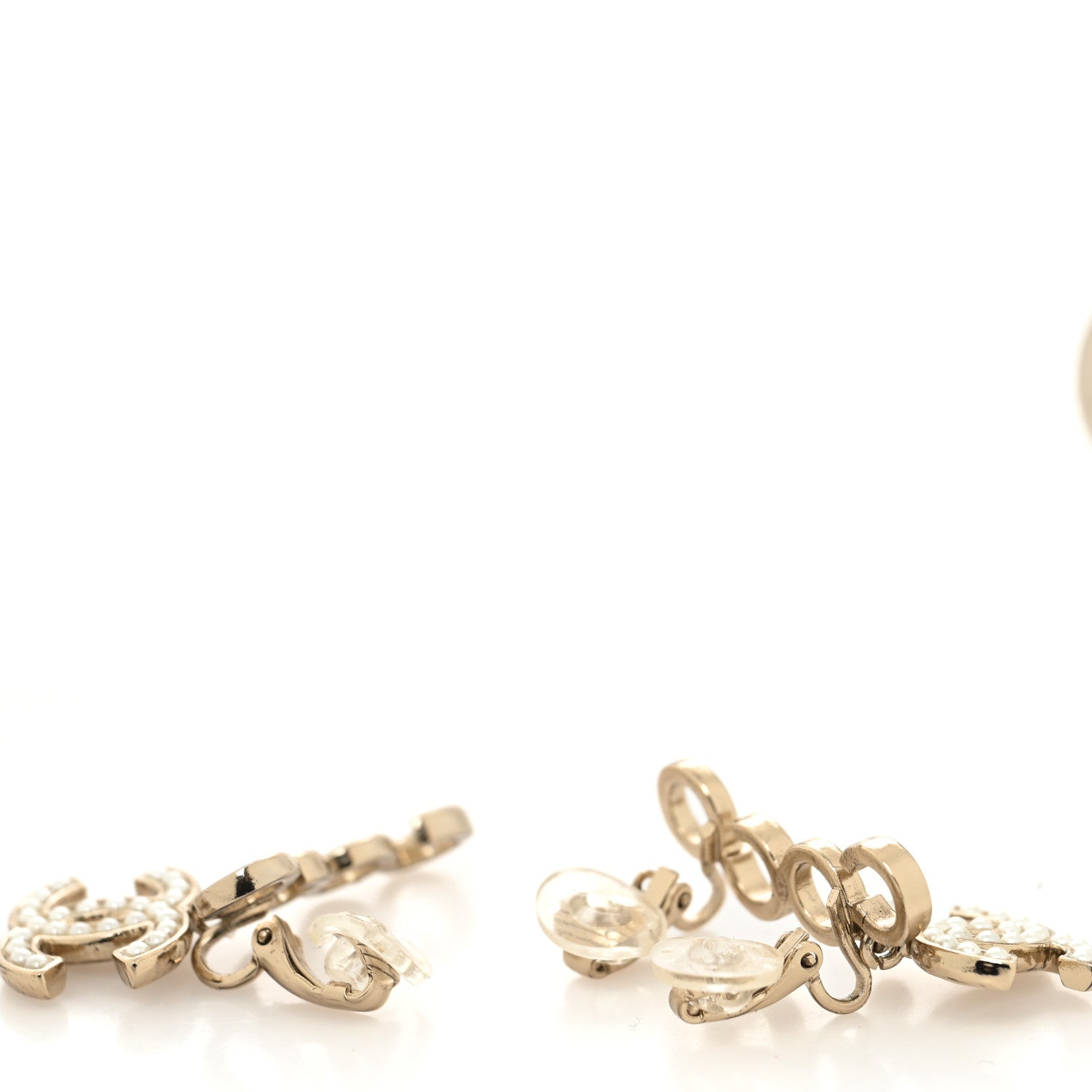 Chanel Metal Pearl CC Coco Climber Clip On Earrings Gold 3 of 6