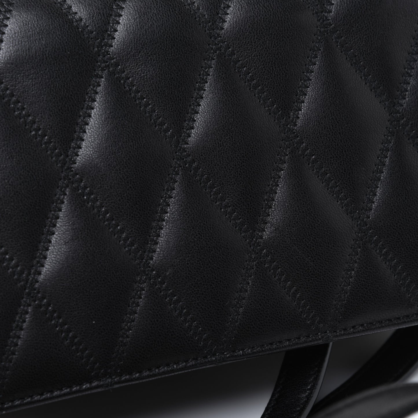 Lambskin Diamond Quilted Monogram Angie Chain Bag Black