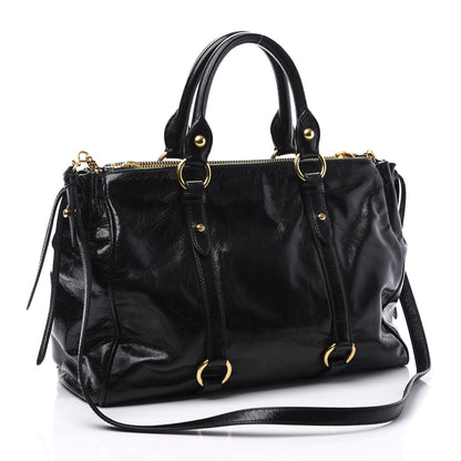 Miu Miu Vitello Shine Double Zip Tote Black 2 of 10