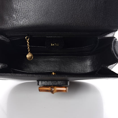 Gucci Calfskin Bamboo Top Handle Bag Black 5 of 13