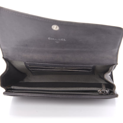 Chanel Lambskin Camellia Embossed Yen Wallet Grey 5 of 13