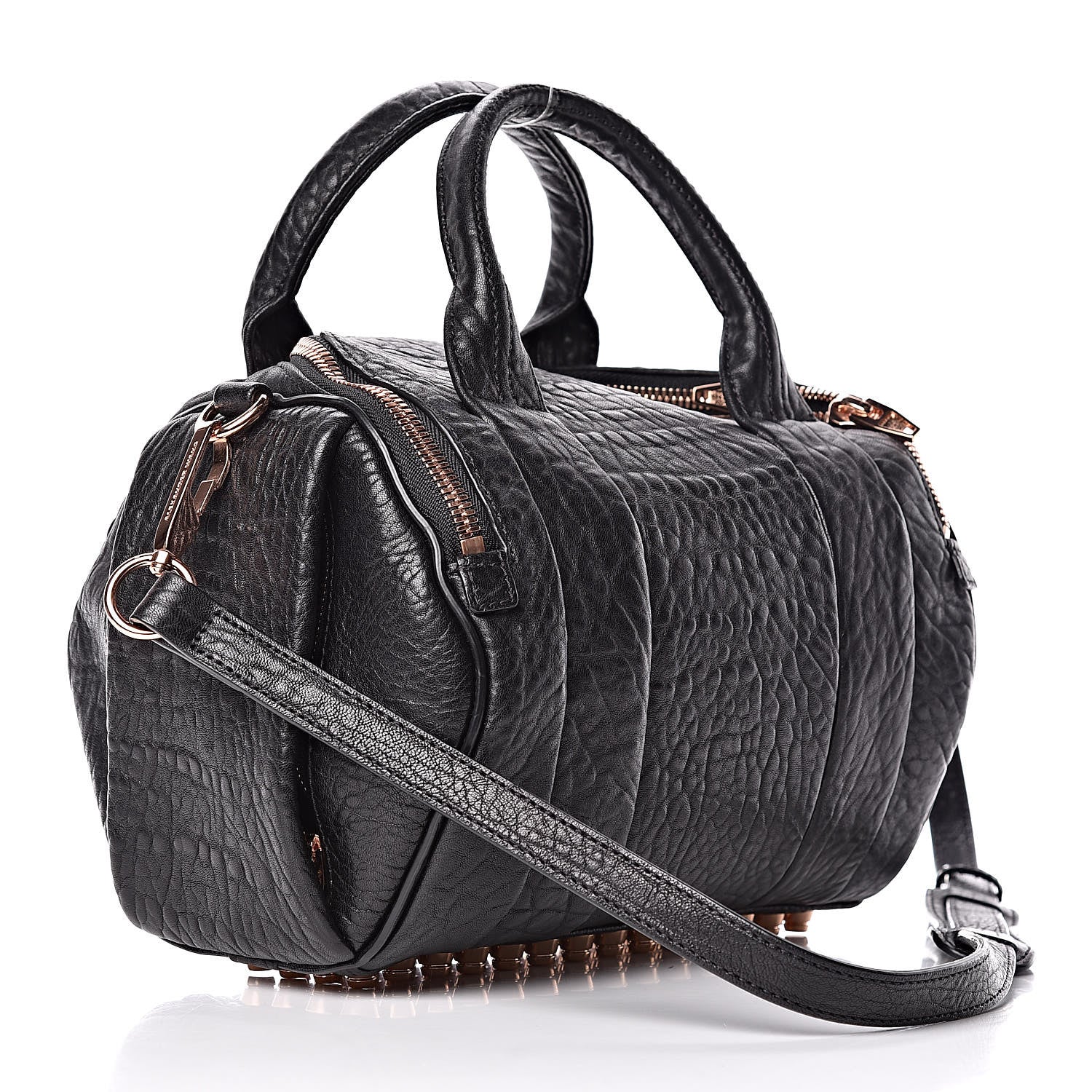 Alexander Wang Pebbled Lambskin Rockie Black Rose Gold Hardware 4 of 10