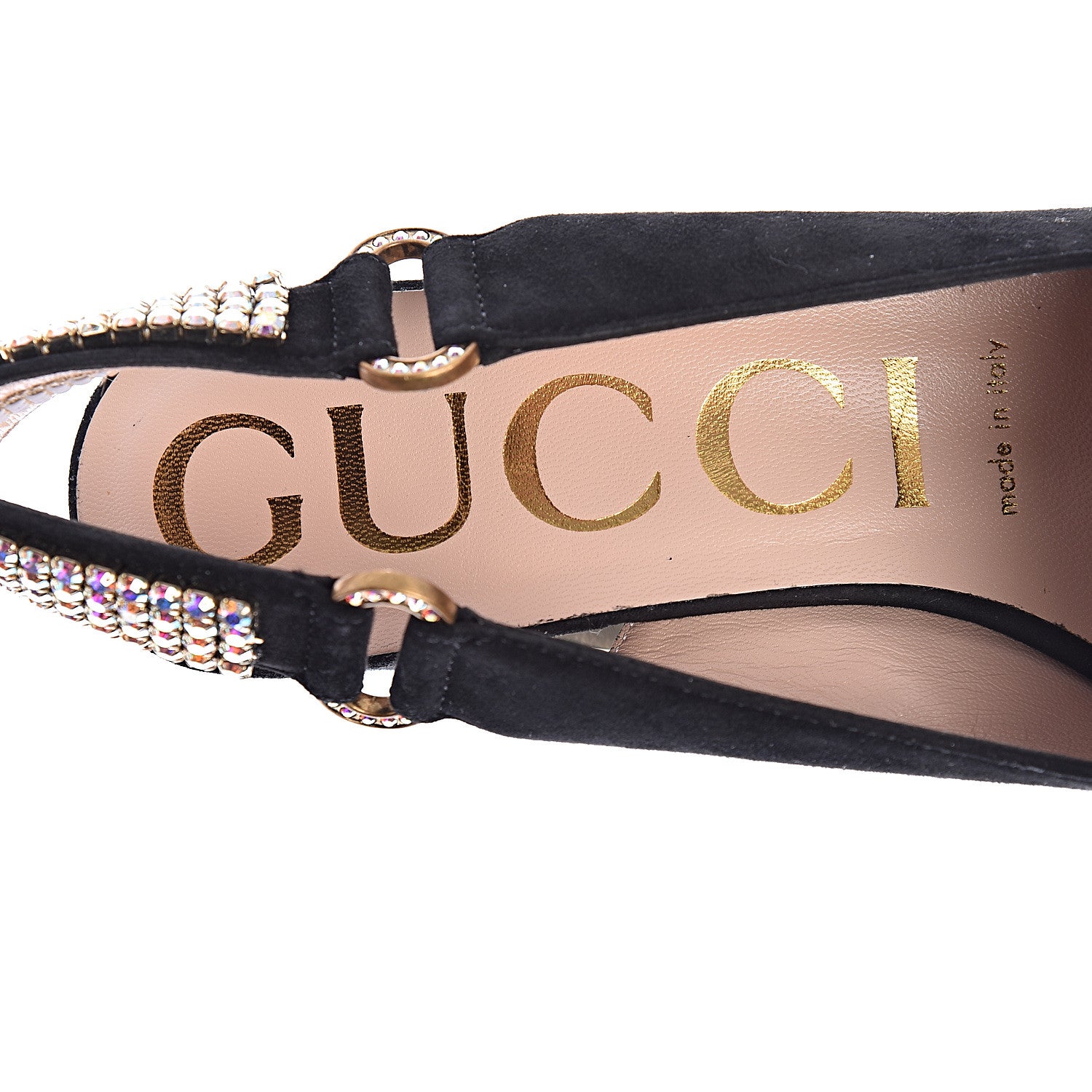Gucci Kid Scamosciato Crystal Square G Madelyn Slingbacks 35.5 Black 6 of 10