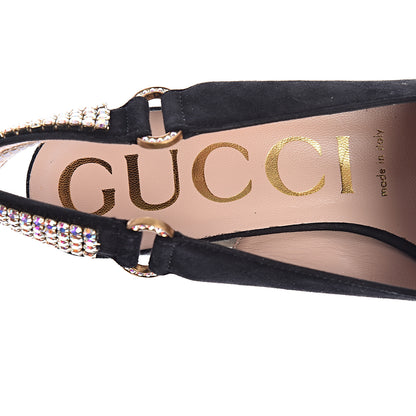 Gucci Kid Scamosciato Crystal Square G Madelyn Slingbacks 35.5 Black 6 of 10