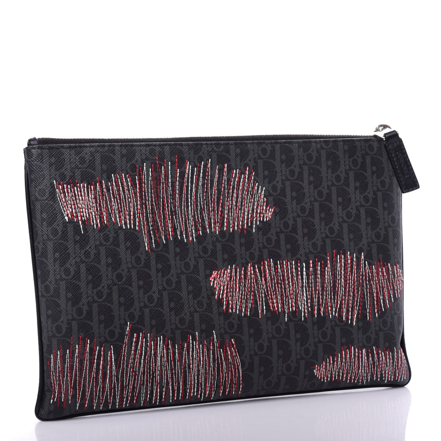 HOMME Monogram Coated Canvas Stitched Pouch Grey Multicolor