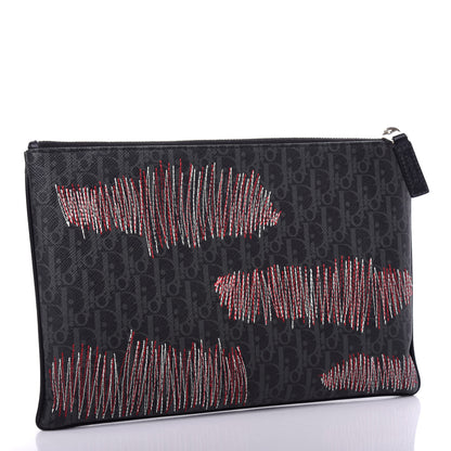 Christian Dior HOMME Monogram Coated Canvas Stitched Pouch Grey Multicolor 3 of 7
