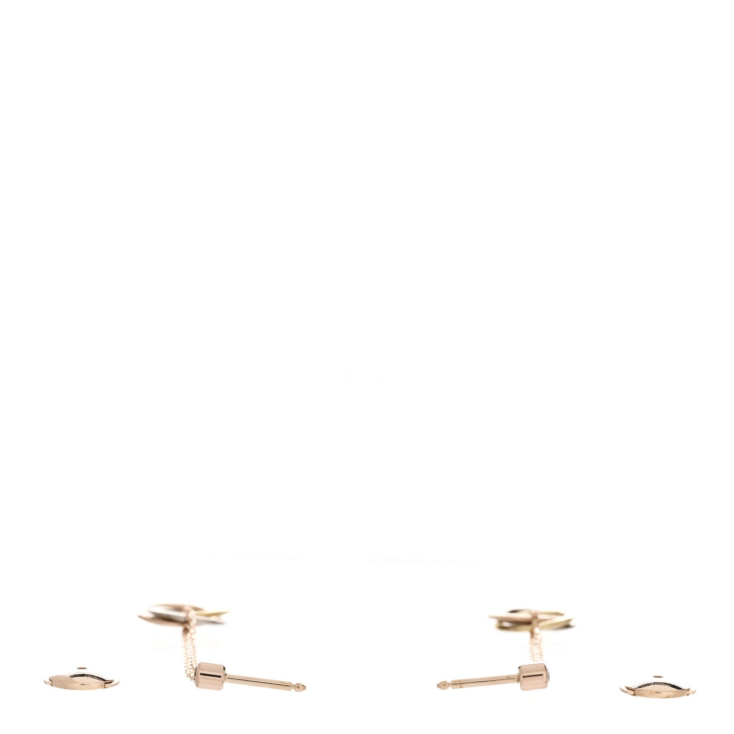 18K Pink Yellow White Gold Diamond Small Trinity Drop Earrings