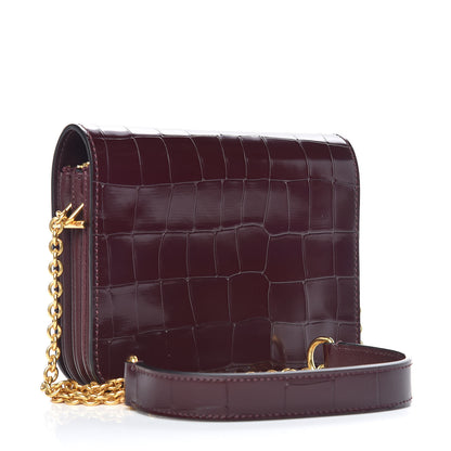 Mulberry Shiny Calfskin Crocodile Embossed Small Clifton Flap Burgundy 3 of 10