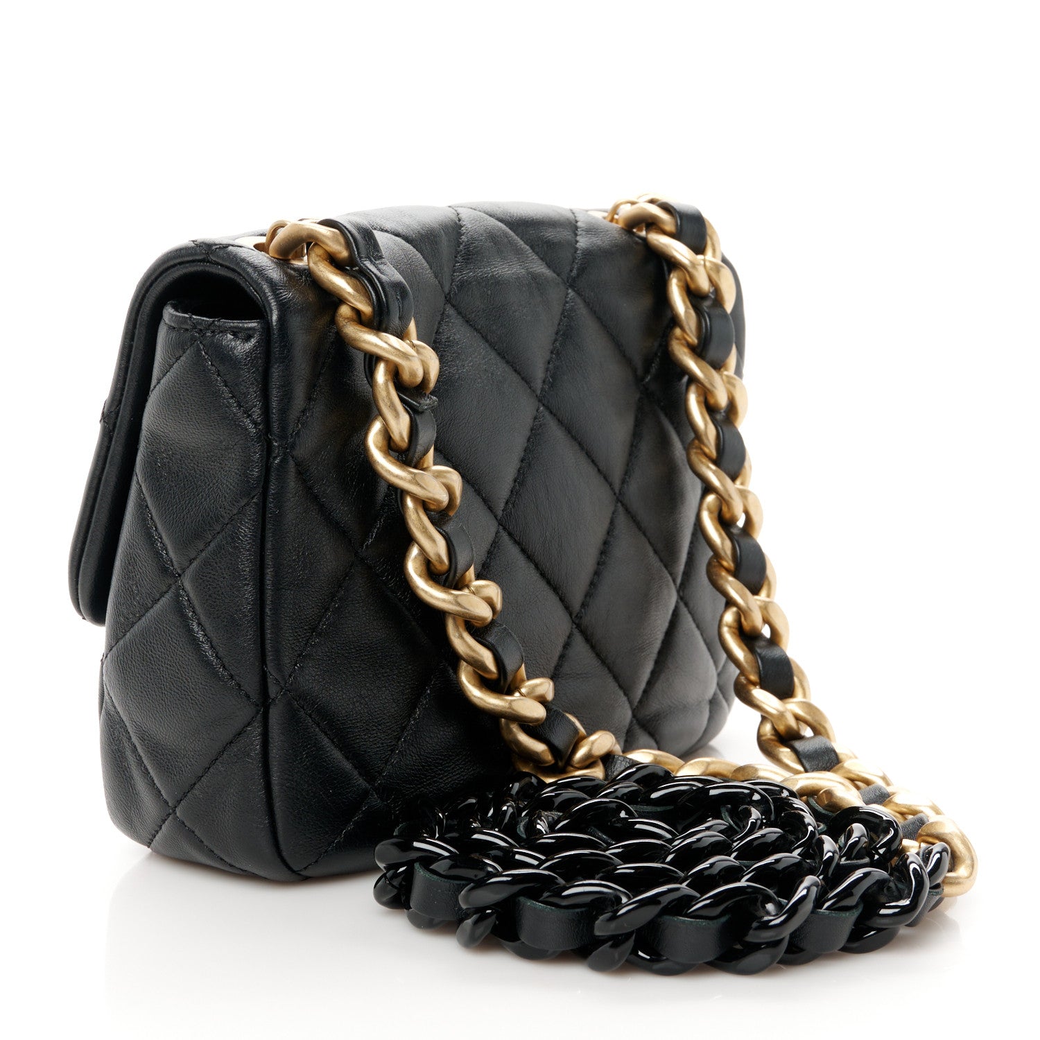 Chanel Lambskin Quilted Mini Lacquered Chain Flap Black 3 of 10