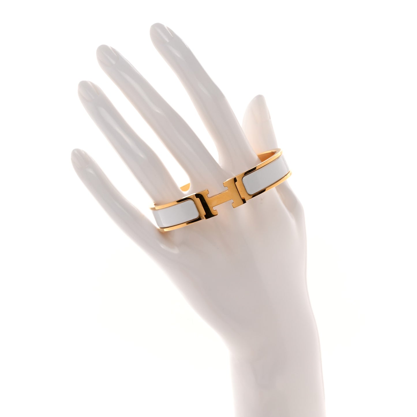 Enamel Narrow Clic Clac H Bracelet GM White