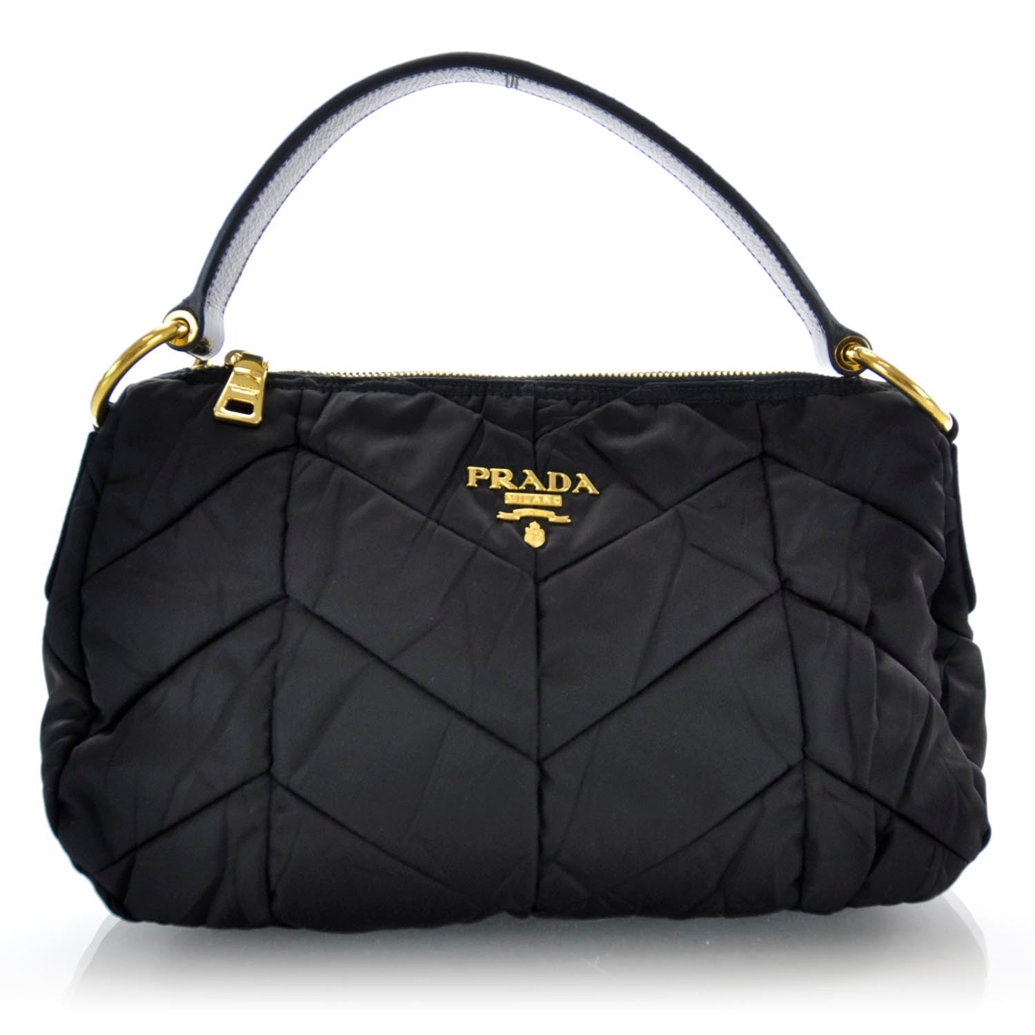 Prada Tessuto Nylon Chevron Bag Nero Black 1 of 8
